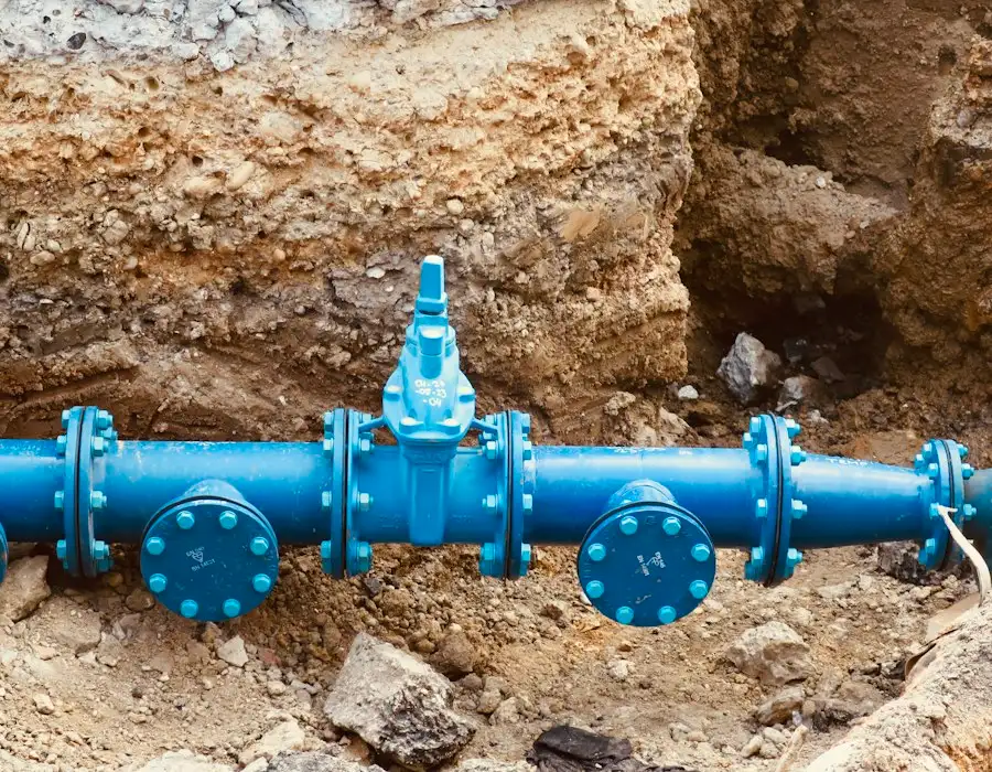 Pipework laid in an excavated trench